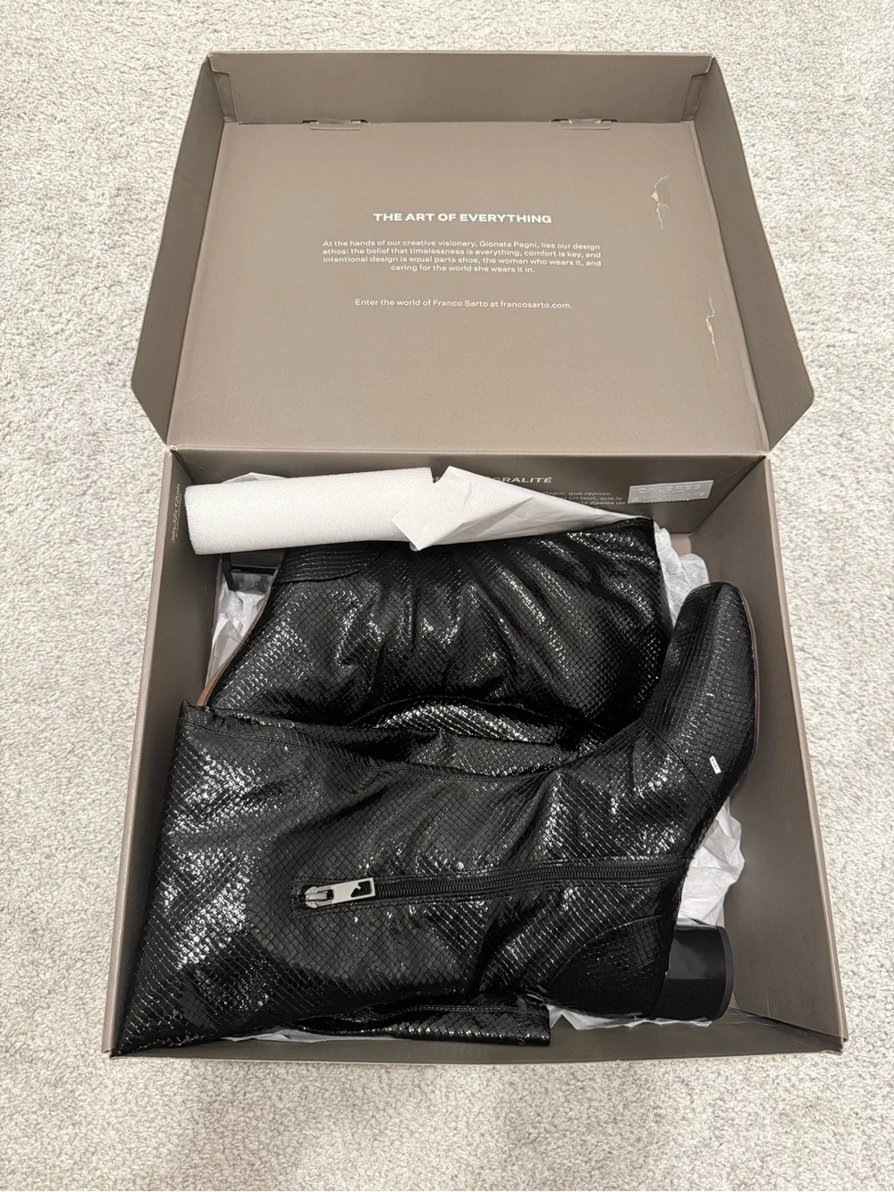Franco Sarto Over the Knee Black Faux Snakeskin Embossed boots